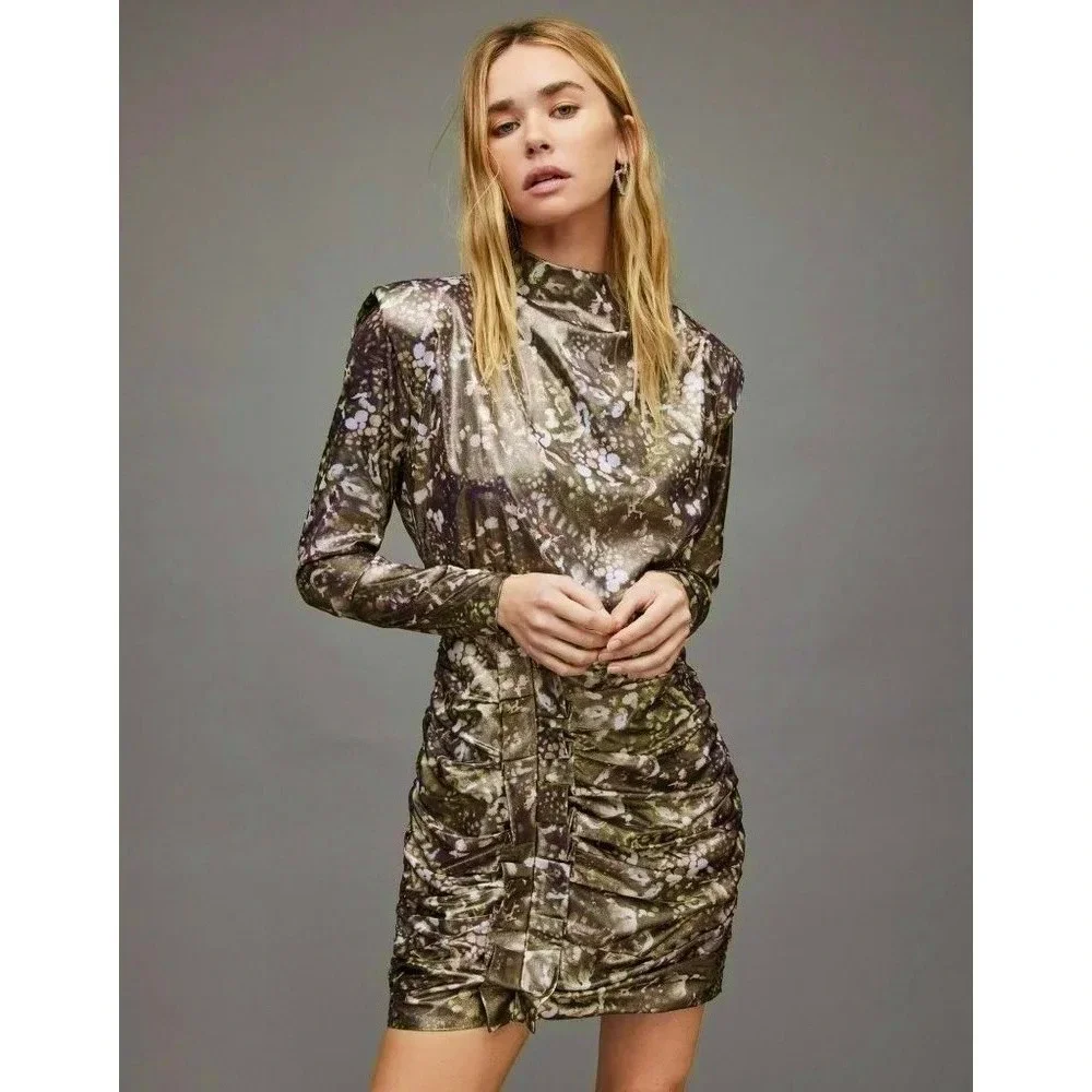 All Saints | Dresses | Revolve All Saints Lilliana Kettu Metallic Mini Dress  Allsaints Party Size 4 | Poshmark